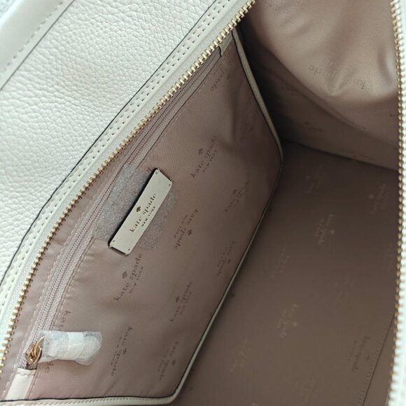 Kate Spade Women Parchment Embossed Logo Pebbled Leather Tote NWT 399$ - Ivory - Picture 7 of 7